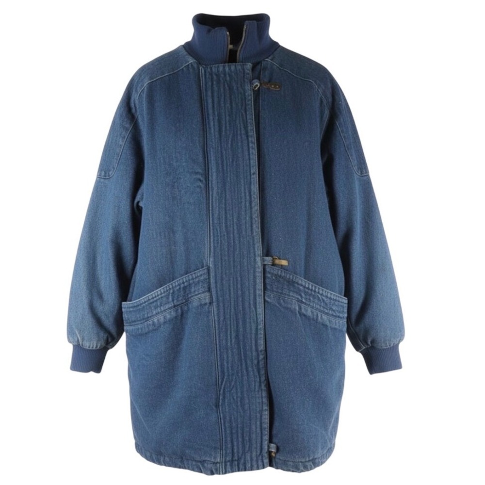 Denim‎ Parka Dawn Blue Denim Jacket Flannel Lined Collar Snap Button Size XLarge